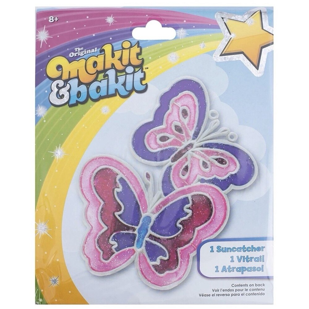 Colorbok Makit & Bakit Suncatcher Kit Butterflies Pink Purple NEW SEALED